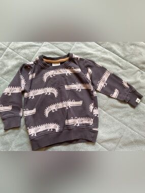 Turtledove London Charcoal Sweatshirt with Crocodile Print